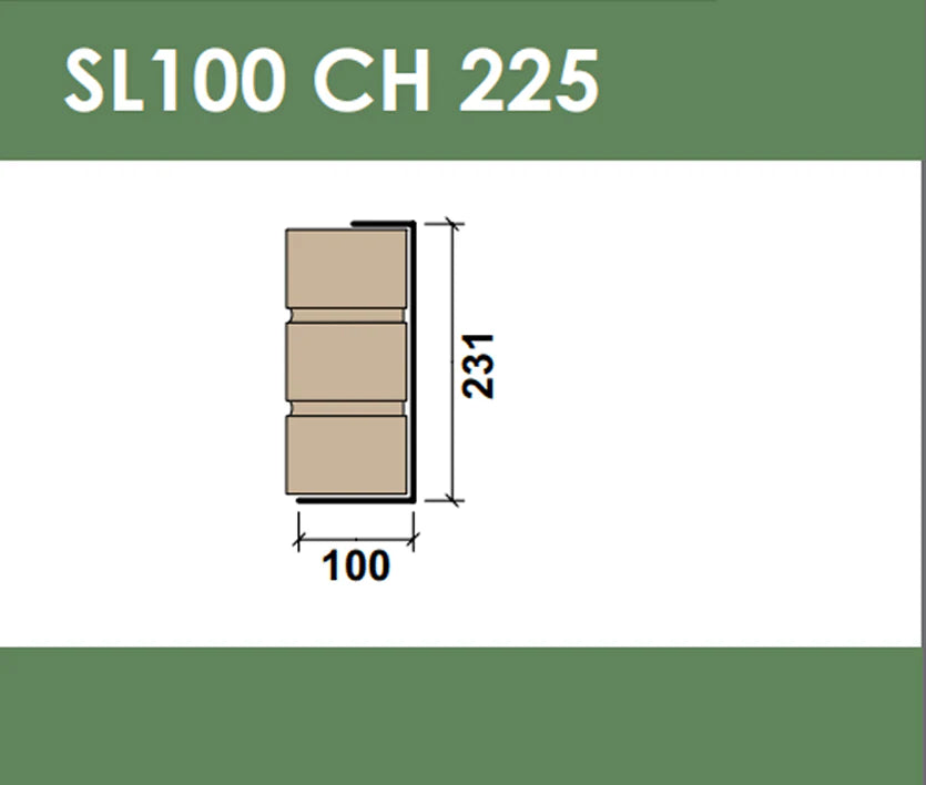 Medium Duty 100mm Single Leaf C Shape Lintel 4050mm SL100CH225