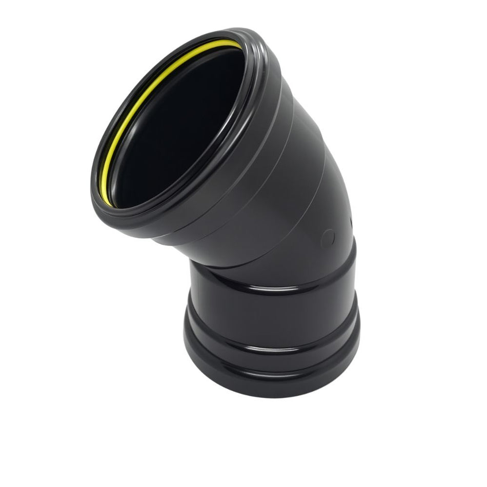 SOIL PIPE 110mm 45D BEND DOUBLE SOCKET BLACK