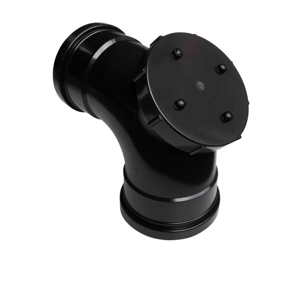SOIL PIPE 110mm 90D ACCESS BEND DOUBLE SOCKET BLACK
