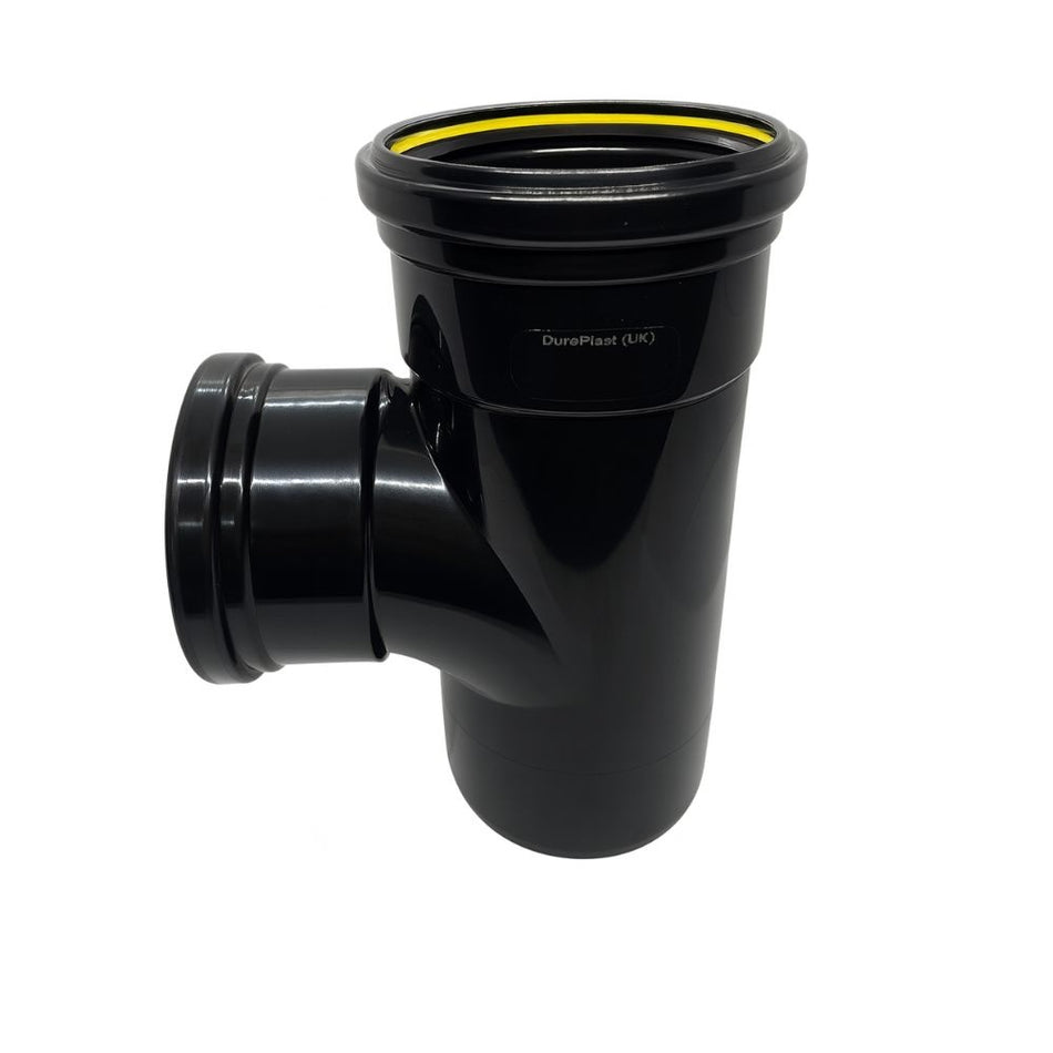 SOIL PIPE 110mm TEE DOUBLE SOCKET BLACK