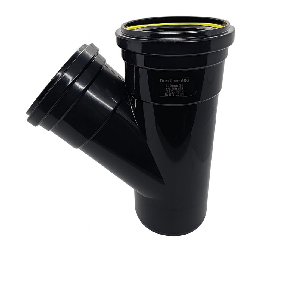 SOIL PIPE 110mm Y BRANCH DOUBLE SOCKET BLACK