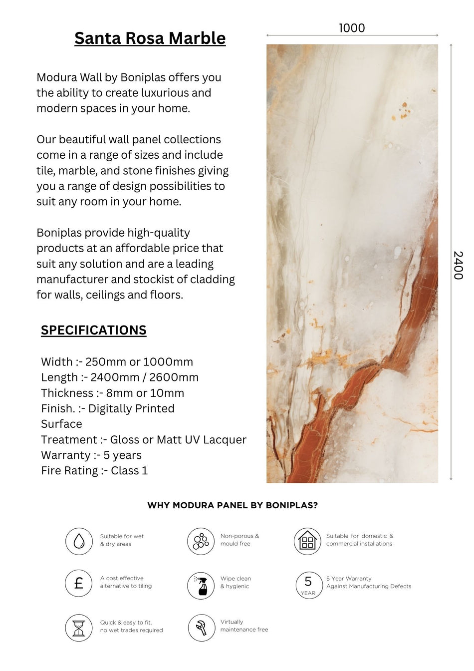 Santa Rosa Marble Platinum Collection-SR1-1 Panel