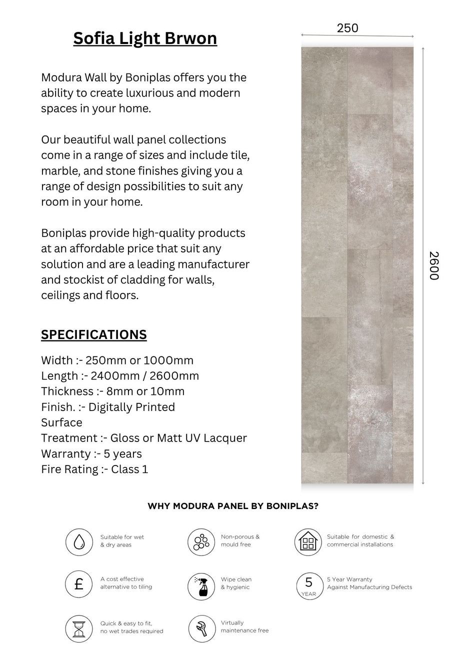 Sofia Light Brown Modern Collection-S26-4 Panel