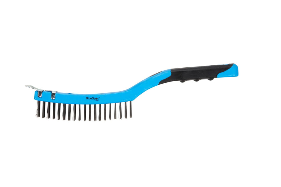 Soft Grip Long Handle Wire Brush With Scraper