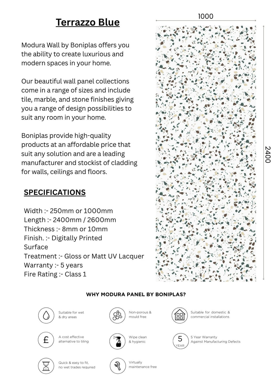 Terrazzo Blue Platinum Collection-T13-1 Panel