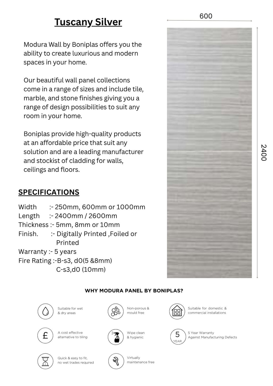 Tuscany Silver Cutline Collection- 715C-2 Panel