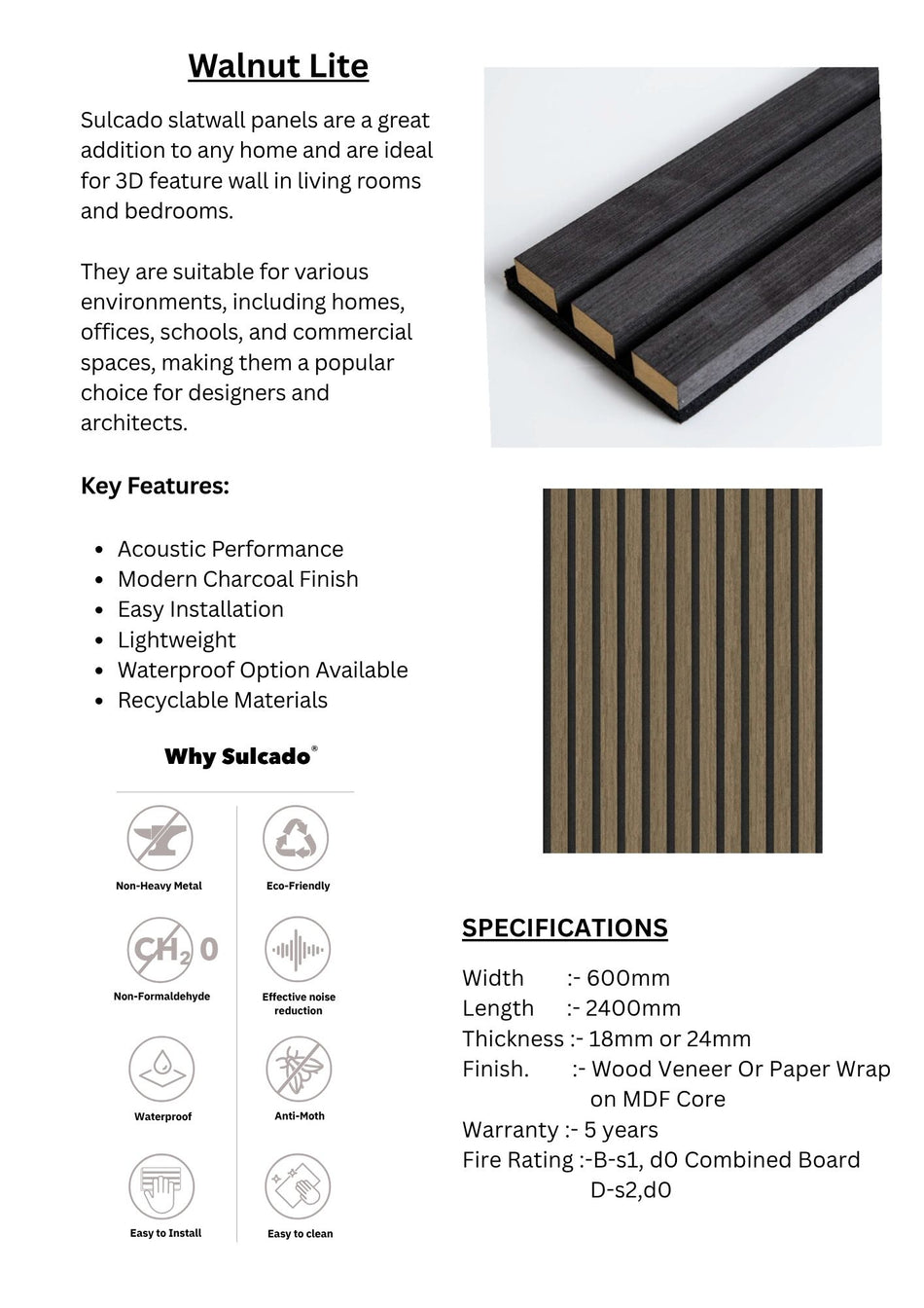 Walnut Lite Sulcado Acoustic Slatwall