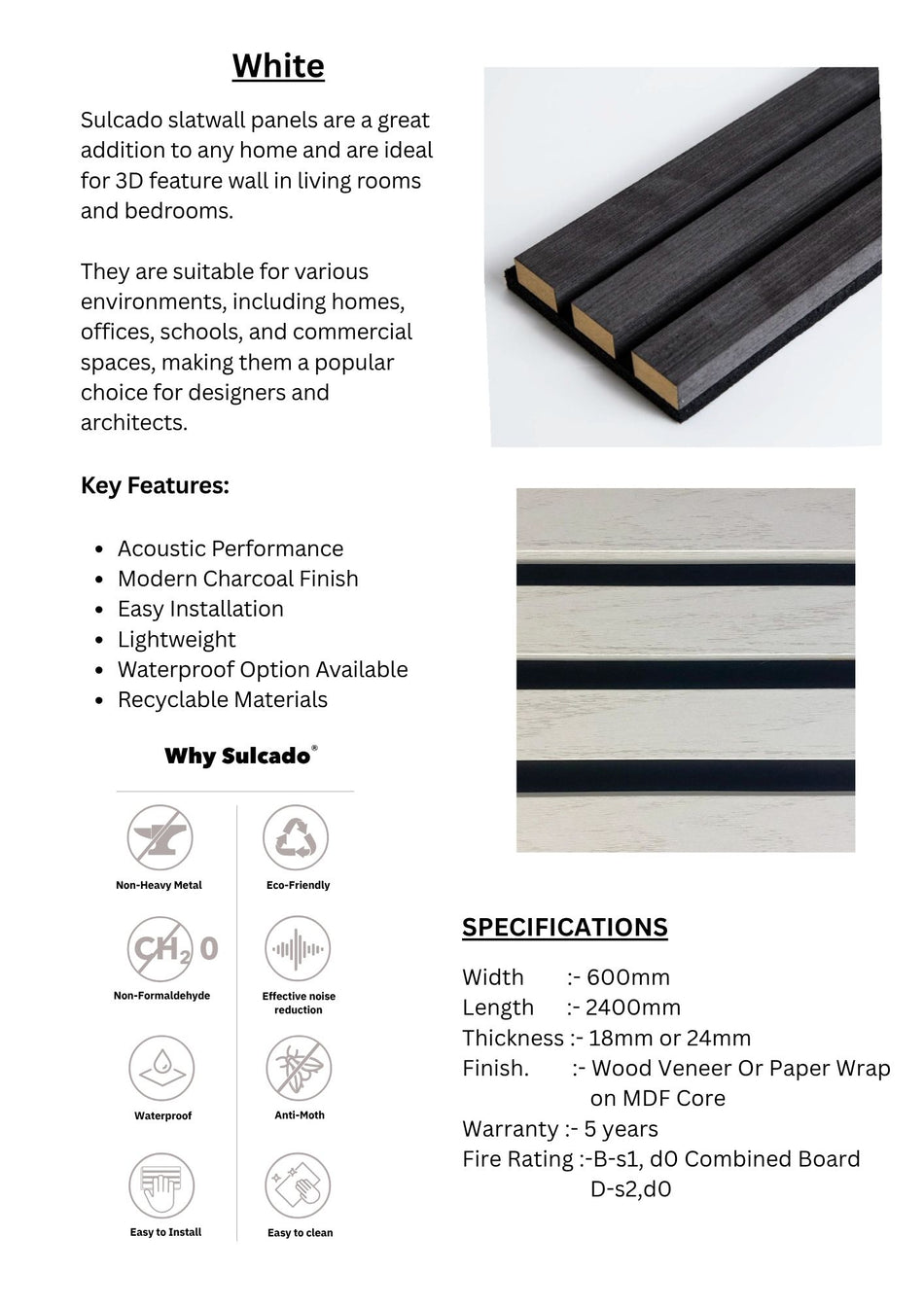 White Sulcado Acoustic Slatwall