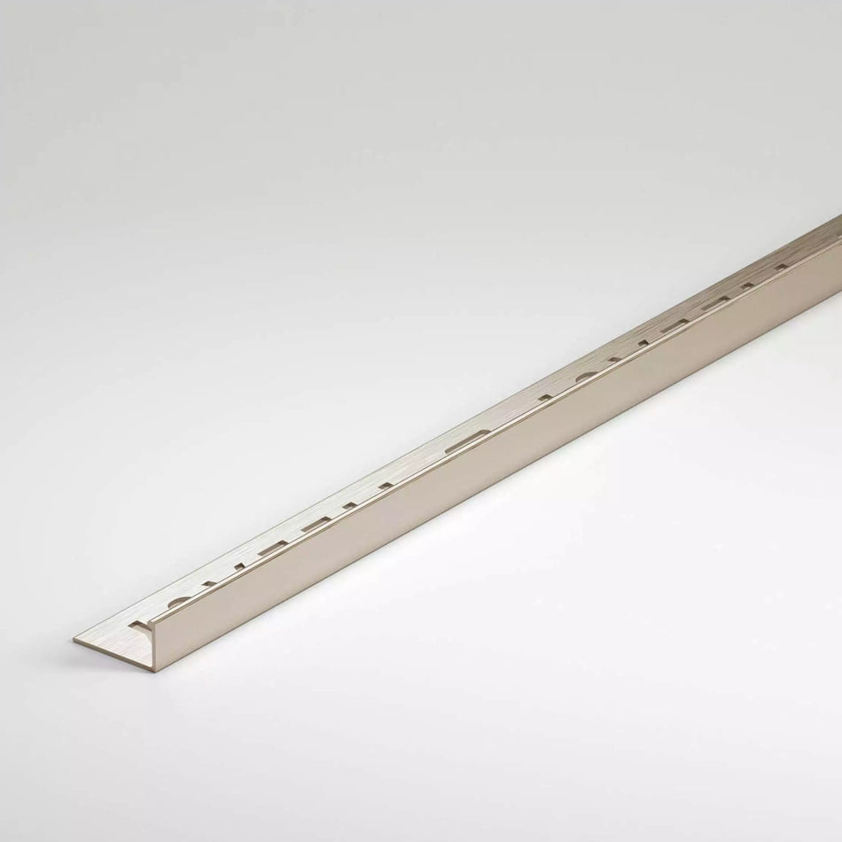 Metal Square Edge Tile Trim 12mm 2.44m Brushed Chrome