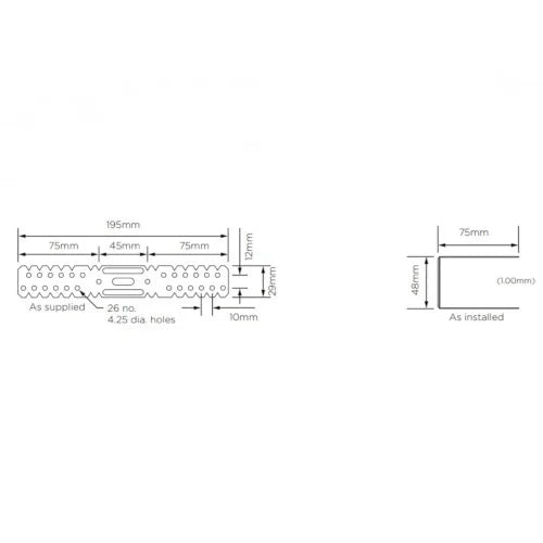 GL2	195mm Leg 75mm Stand off Fixing Stud Wall Bracket 100/box