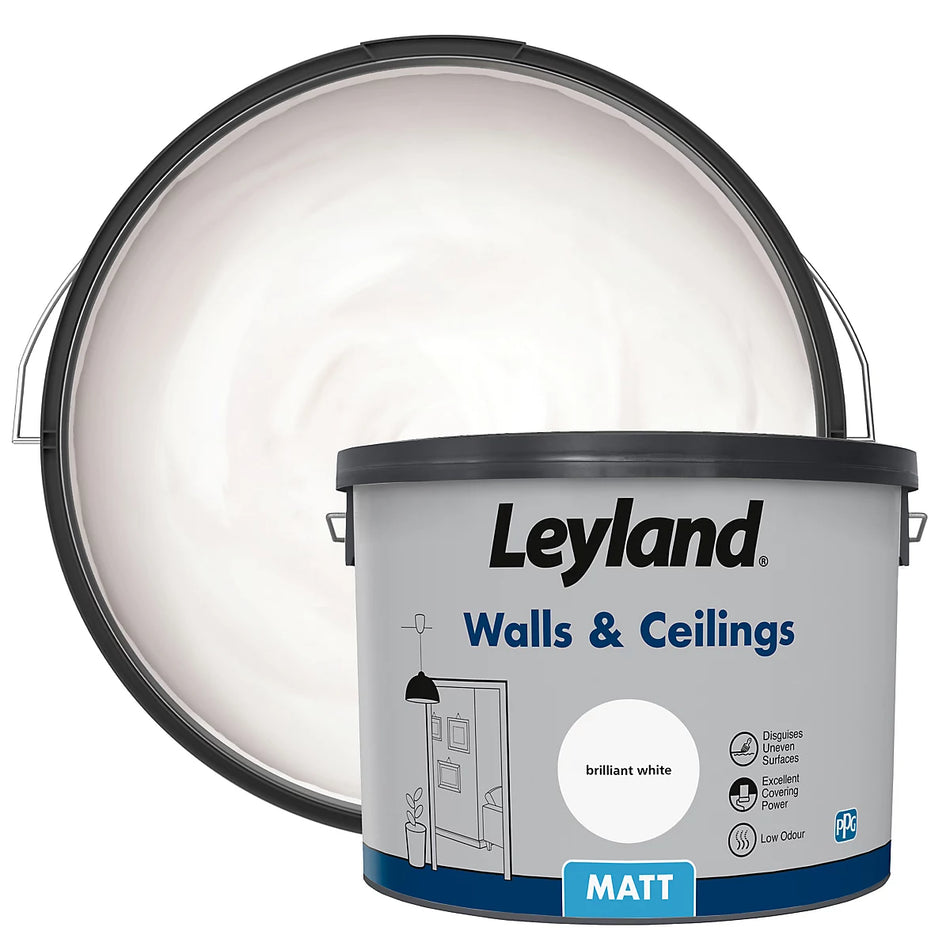 Leyland Brilliant White Matt Wall And Ceiling Emulsion Paint 10L