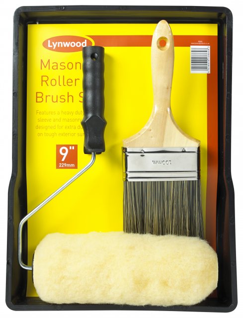 Lynwood 9" Masonry Roller and Paint Brush Set with Tray
