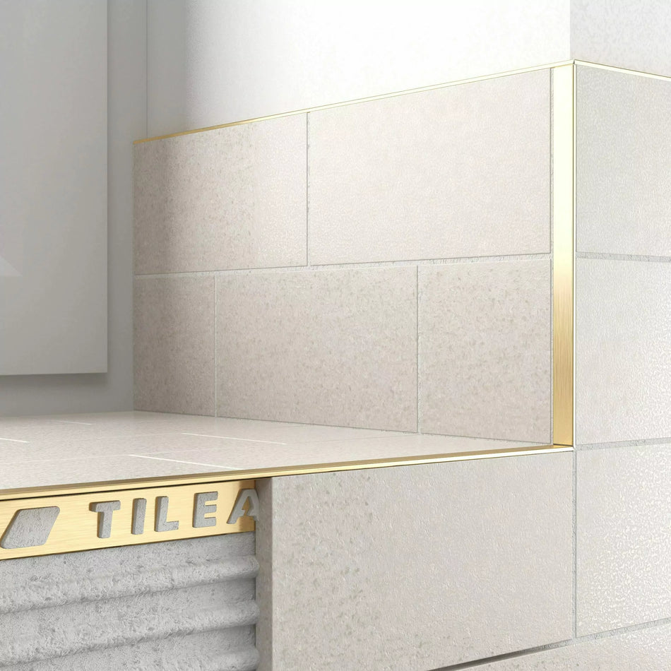 Metal Square Edge Tile Trim 12mm 2.44m Matt Gold