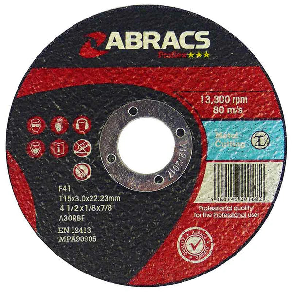 Metal Cutting Disc 115mm x 3mm x 22mm Abracs PFE11530FM