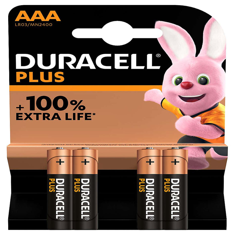 Pack of 4 Duracell Plus 100 AAA Batteries