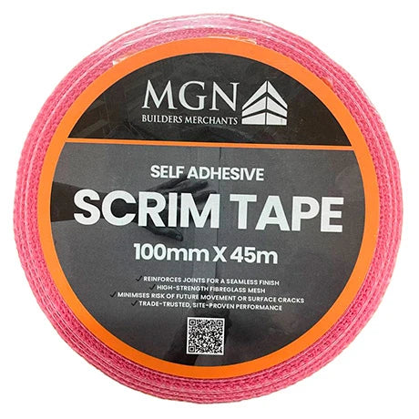 Pink Hi-Tack Self Adhesive Scrim Tape 100mm x 45m, 9 Pack and 27 Pack