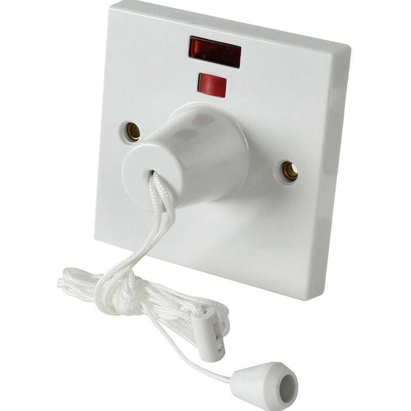 45A Ceiling Shower Pull Cord Switch White