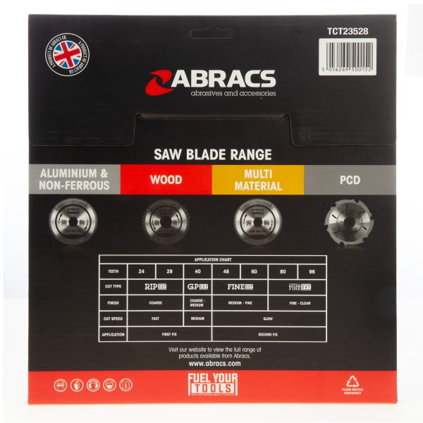 TCT Circular Saw Blade 235mm x 30mm 28T Abracs TCT23528