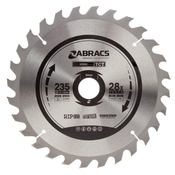 TCT Circular Saw Blade 235mm x 30mm 40T Abracs TCT23540
